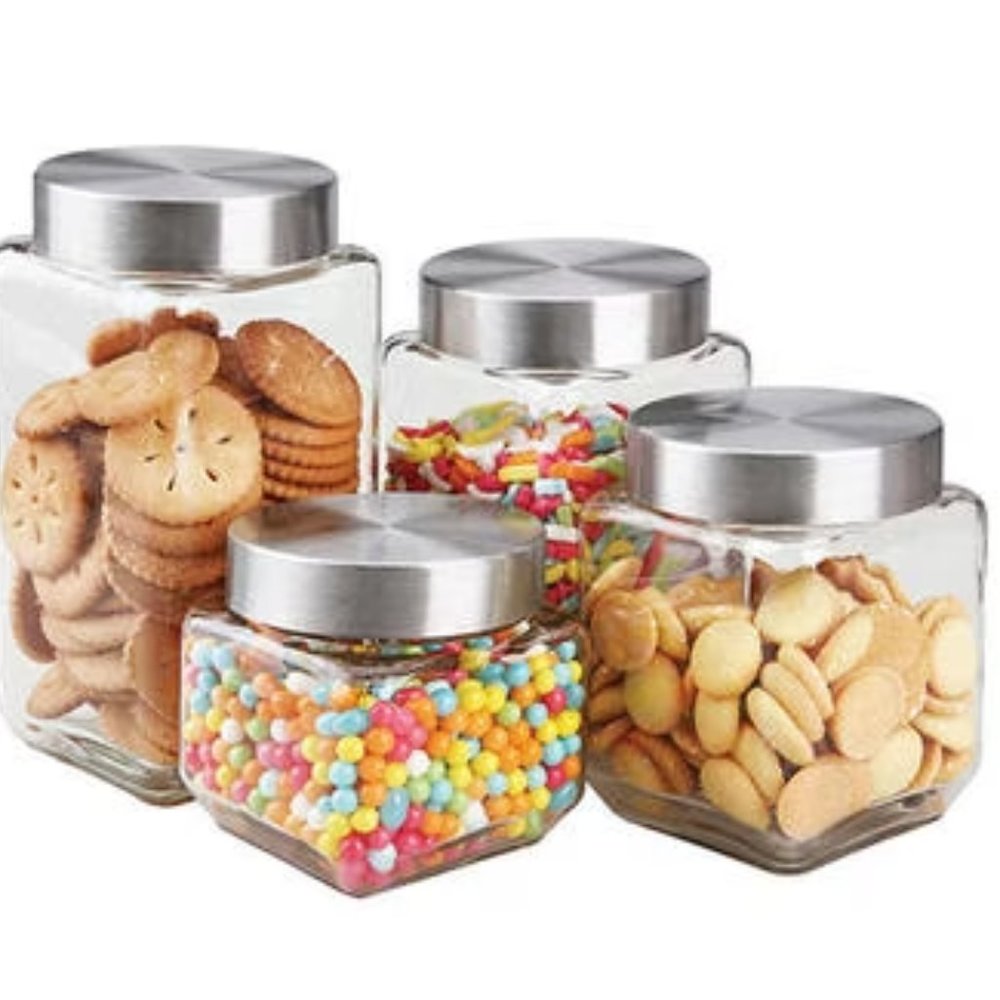 4pc. Canister Set & Stainless Steel Lids